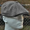 2022 new men's herringbone style berets retro woolen top felt hat fashion wild casual berets flat berets ► Photo 2/6