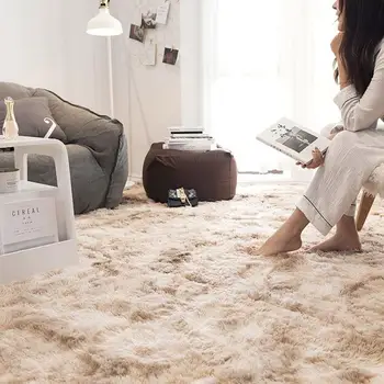 

Polyester Fiber Hotel Fluffy Rugs Warm Anti-Skid Floor Carpet Area Rug Home Decoration Dining Room Shaggy Sofa Bedroom Mat