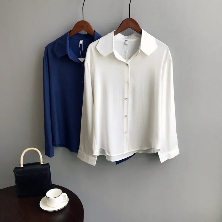

Mooirue Spring 2019 Female Boyfriend Blusas Solid Color White Long Loose Blouse Feminina Korean Tops