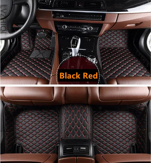 A Model Black Red Коврики для Volkswagen Touareg коврики для ног Шаг Коврик Высокое качество Вышивка кожаные коврики - Название цвета: A Model Black Red