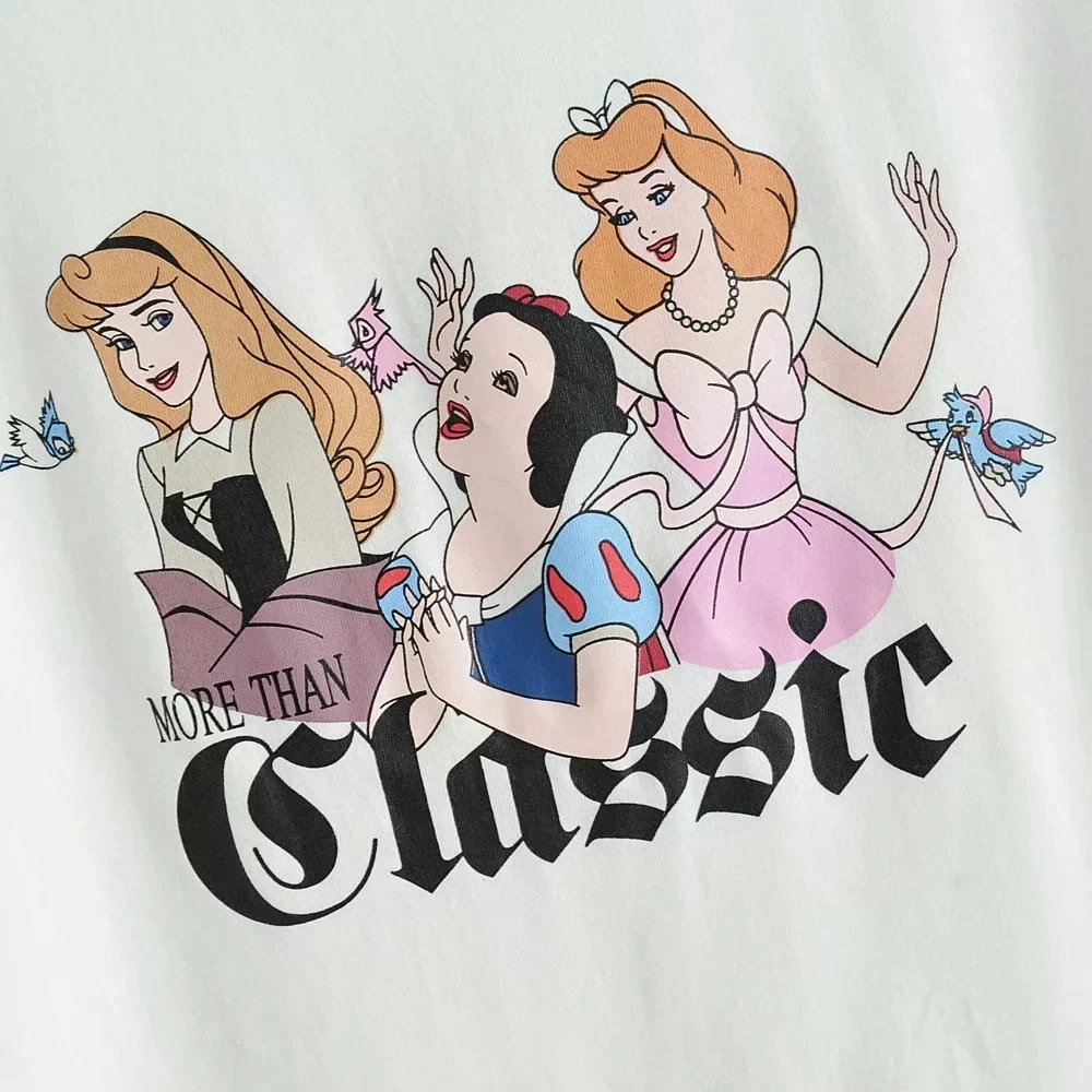 Женская белая футболка, одежда с принтом, летняя футболка с графическим принтом, Классическая футболка принцессы, уличная хлопковая футболка, обычные Топы