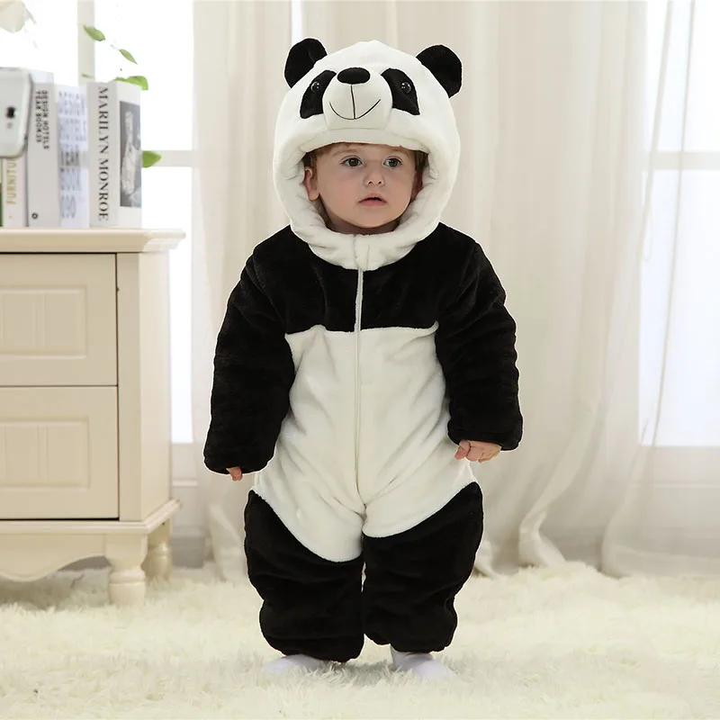 Baby Thicken Cotton Panda Kigurumi Pajamas Clothing Newborn Infant Romper Onesie Animal Anime Costume Hooded Winter Jumpsuit