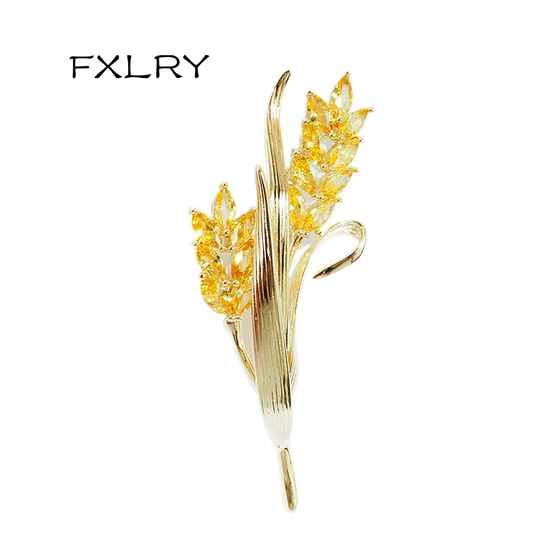 

FXLRY high-end кубического циркония пшеницы уши броши для Горячая распродажа; женская обувь Шпилька с растением брошь медные ювелирные изделия, аксессуары для ванной комнаты
