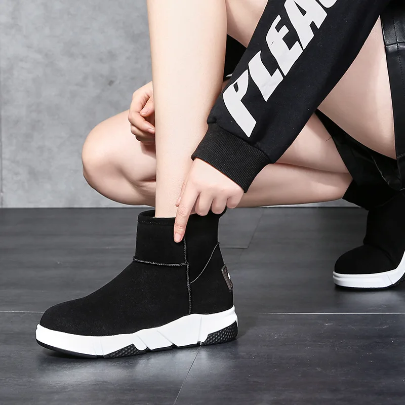 

L6659 Flat Short Boots Women's 2019 Autumn And Winter round-Toe Zipper Muffin Thick Bottomed Korean-style Versatile High-Heel Ma