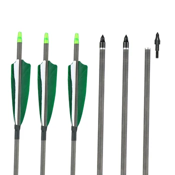 

Huntingdoor 31 Inch Pure Carbon Arrows Spine 400 Archery Fletched Feather Arrows Shooting Hunting for Compound and Recurve Bow