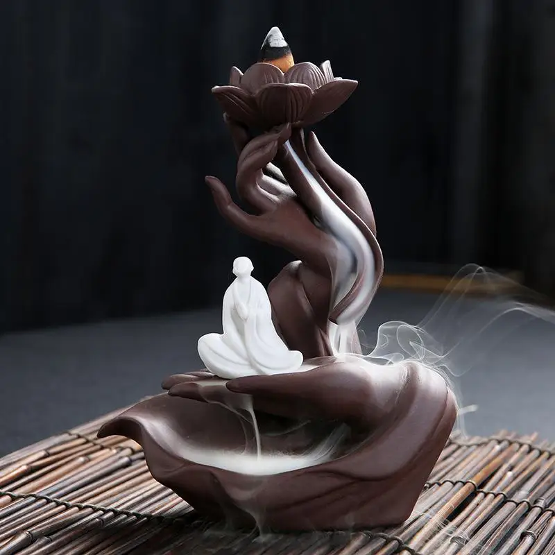 Lotus Buddha'S ручная курильница для благовоний горелка Wierook Акварельная керамическая фиолетовый; песок подставка для ароматических палочек буддийский храма ценсер