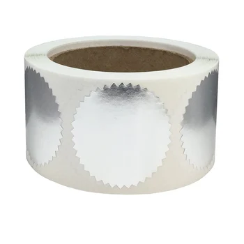 

2020 Trend 500 PCs/Roll Envelope Package Seals Serrated Edge Color Coding Labels Metallic Silver Certificate Award Stickers