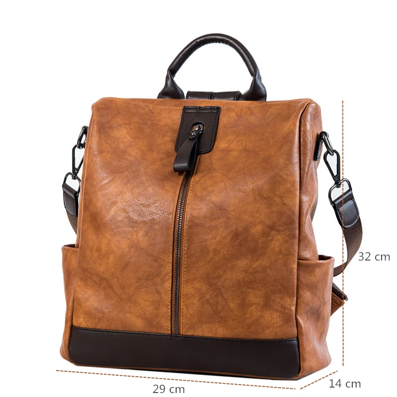 Винтажный рюкзак для женщин, кожаный Многофункциональный рюкзак, женская сумка на плечо, большой рюкзак для путешествий