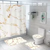 4 Style Marble Pattern Creative Shower Curtain Waterproof Bathroom Curtains Three Mats  Set For Washroom Close Stool Mat ► Photo 3/6