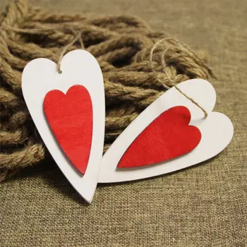 

10Pcs Heart-Shape Embellishments Hanging Wood Ornament Wood Slice DIY Decoration Wood Craft