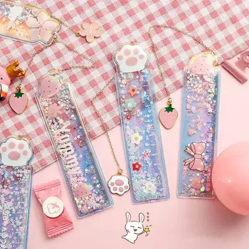 

Oil Flow Sand Bookmark Rulers Kawaii Laser Girl Drawing Template Lace Sewing Ruler Stationery Office School