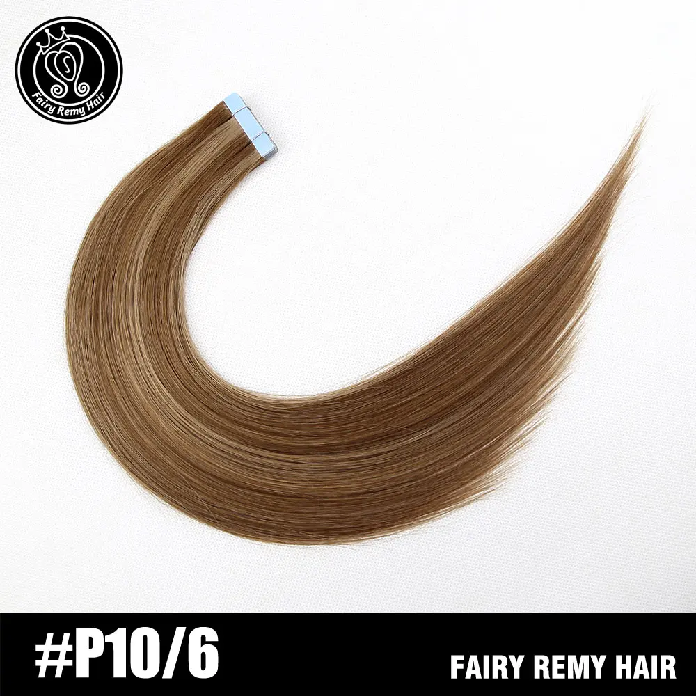 Сказочные волосы remy, 2,0 г/шт., 20 дюймов, натуральные человеческие волосы Remy на ленте для наращивания, бесшовные прямые волосы из искусственной кожи - Цвет: P10-6