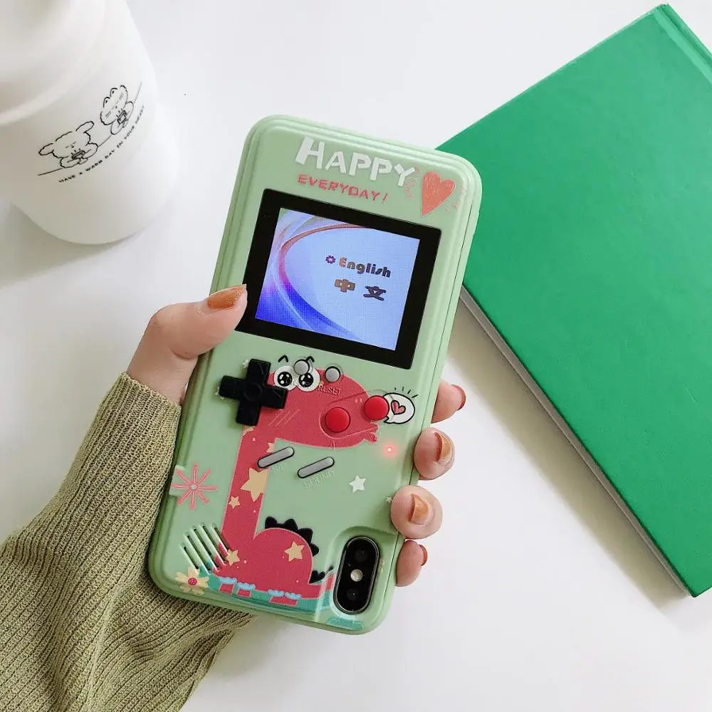 Полноцветный дисплей 36 Классическая игра для iPhone 11 Pro X XS Max XR 6S 6 7 8 Plus чехол для телефона Game boy мягкий силиконовый чехол - Цвет: green and red