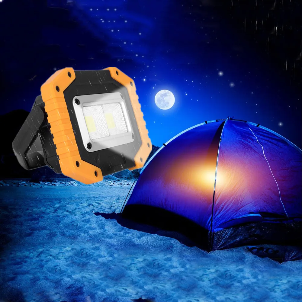 

USB Rechargeable LED Flood Light Portable Flood Spotlight Outdoor Camping Light Emergency Light Rechargeable 18650 Batteries