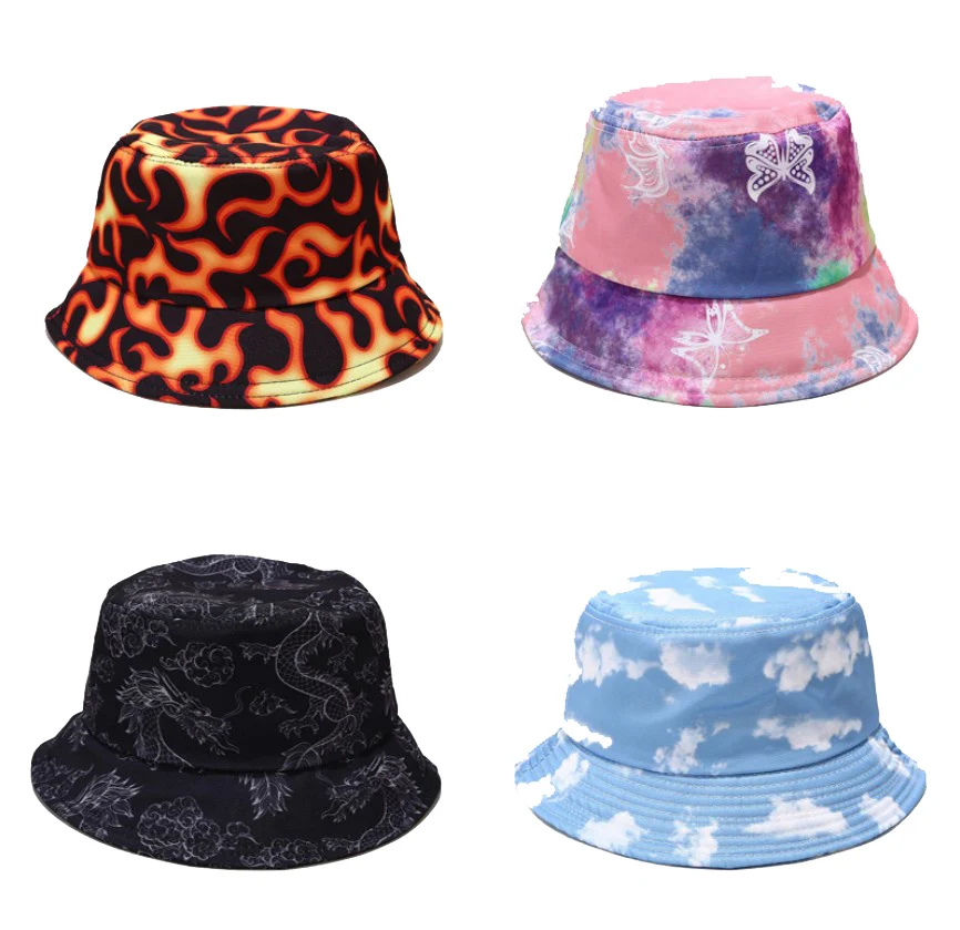 2020 New Chinese Dragon Bucket Hat Cloud Chapeau Fashion Fishing Printed Fire Bob Caps Women Men Panama Summer Sun Cap | Аксессуары для