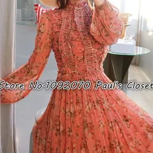 Женское шелковое осеннее и зимнее элегантное платье миди на шнуровке с цветочным принтом из розового дерева