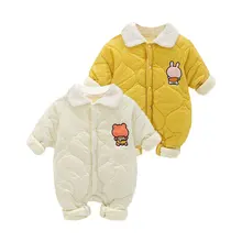 Barboteuse épaisse matelassée à manches longues pour bébé et enfant en bas âge, barboteuse à motif mignon, en coton, une pièce 