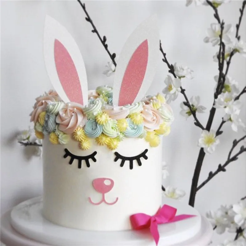 Chicinlife, 1 набор, украшения для торта с заячьими ушками, украшения для свадьбы, дня рождения, вечеринки, для детского душа, пасхальные, вечерние, праздничные аксессуары для торта