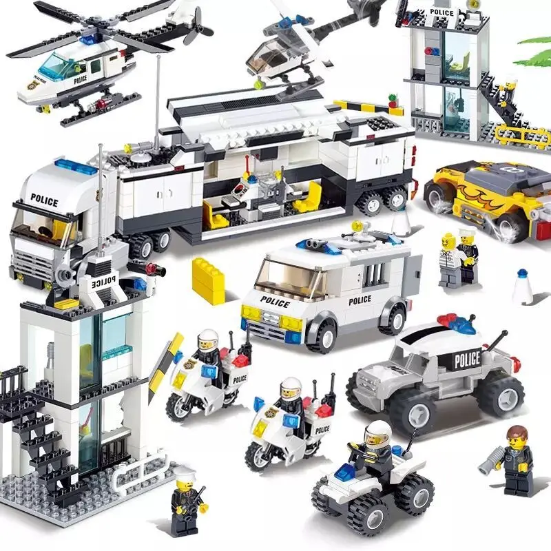 

City Police SWAT Helicopter Car DIY Building Blocks Sets Figures LegoINGLs Creator Playmobil Brinquedos Bricks Educational Toys