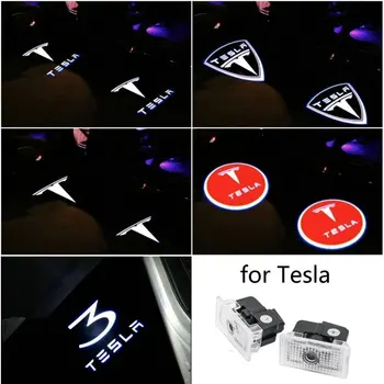 

2pcs LED Car 3D Door welcome Light Projection Logo Ghost shadow Lights For Tesla MODEL S MODEL X MODEL 3 Y 2014-2020 2017 2019