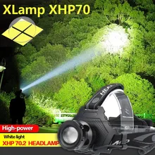 Xhp70 светодиодные фары головного света светильник Reachargable масштабирования Фонарь Лампа 18650 светильник рыбалка кемпинг светильник головной светильник работы вспышки светильник на открытом воздухе