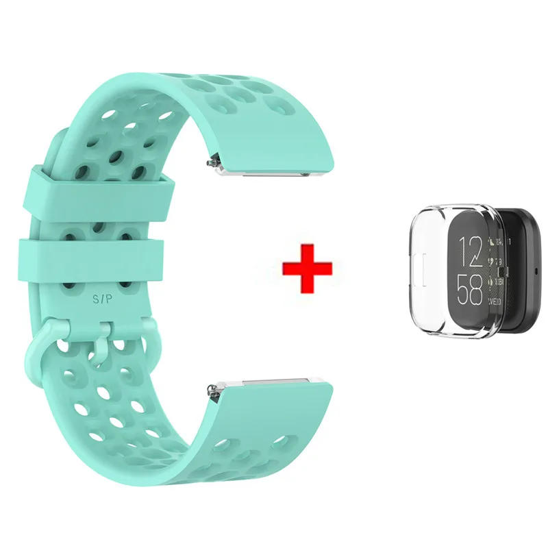 Color19 2 в 1 сменный Браслет для часов Fitbit versa 2 ремешок силиконовый браслет+ защитный чехол для Fitbit Versa 2 Чехол - Цвет: Color19