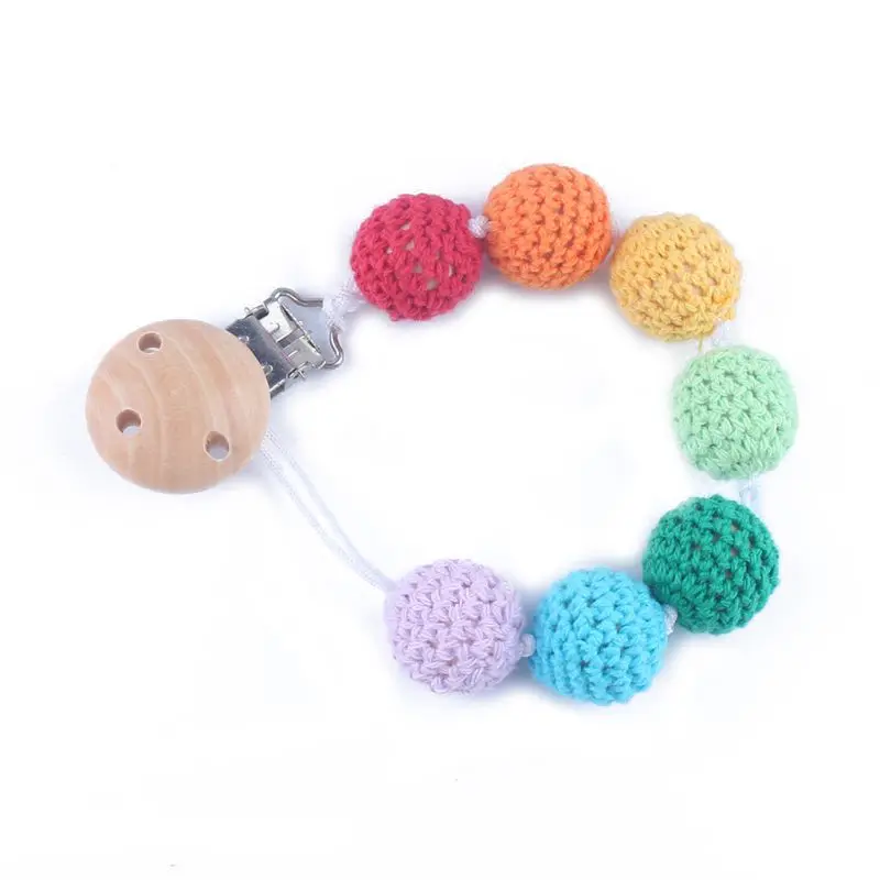 

Baby Pacifier Clip Chain Rainbow Crochet Beads Toy Teether Pacifier Chain Holder