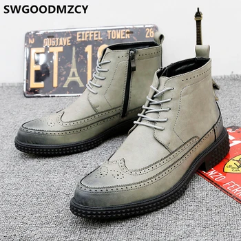 

ankle boots for mens dress boots italian brogue shoes men high quality fashion genuine leather boots men designer shoes zapatos