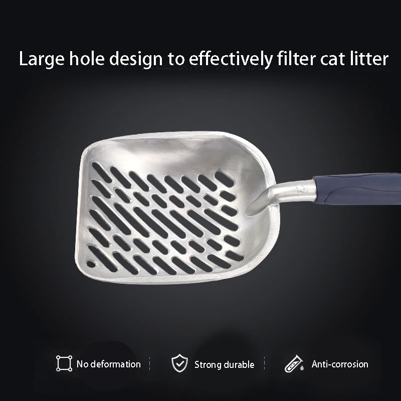 Cat Litter Scoop Big Metal Litter Scoop for Kitty Sifter with Deep Shovel and Ergonomic Handle Made of Heavy Duty Solid Aluminum
