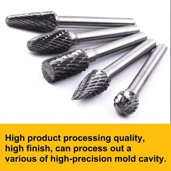 

1PC 5 Assorted 10mm Head Tungsten Carbide Rotary Point Burrs Grinder Bit 6mm Shank Milling Cutter Abrasive Tools