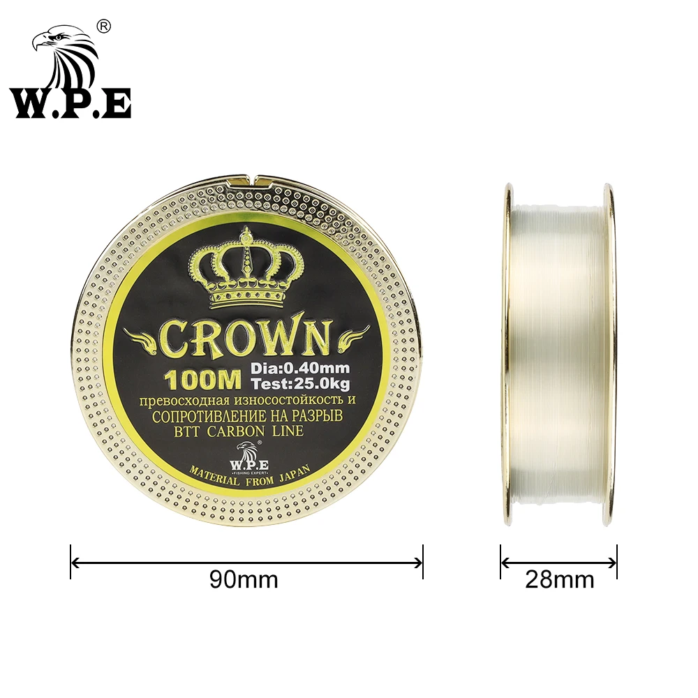 Фото W.P.E бренд CROWN 100 м 0,20 мм-0,60 мм фторуглеродное покрытие 10 кг-41 кг рыболовная леска из углеродного волокна для карпа рыболовные снасти №3
