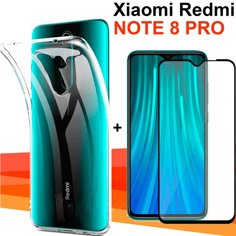 2 в 1 ТПУ чехол + спереди Стекло xiaomi redmi note 8 pro Экран протектор xiomi 8t защитное стекло
