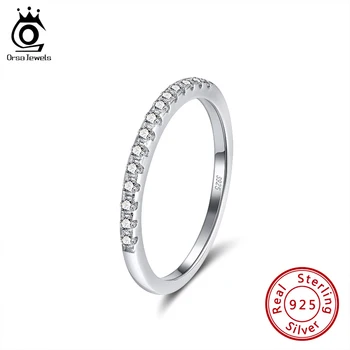 

ORSA JEWELS Classic Finger Ring Real 925 Sterling Silver with AAAA Zircon Ring For Women Jewelry Anniversary Wedding Gift OSR204