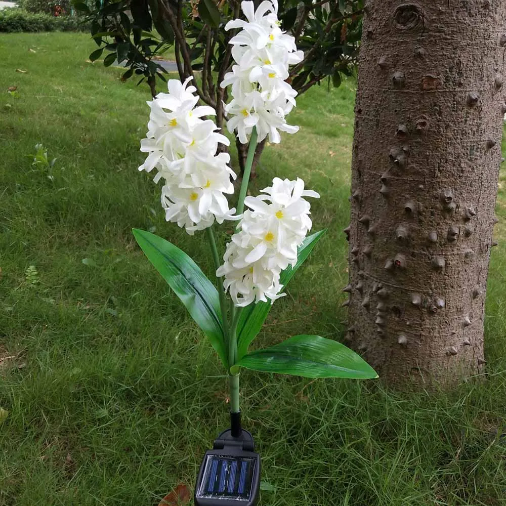 Наружное солнечное питание Hyacinth Flower водонепроницаемое белое светодиодное ландшафтное освещение для сада, патио, газона, двора, тропинки, свадьбы