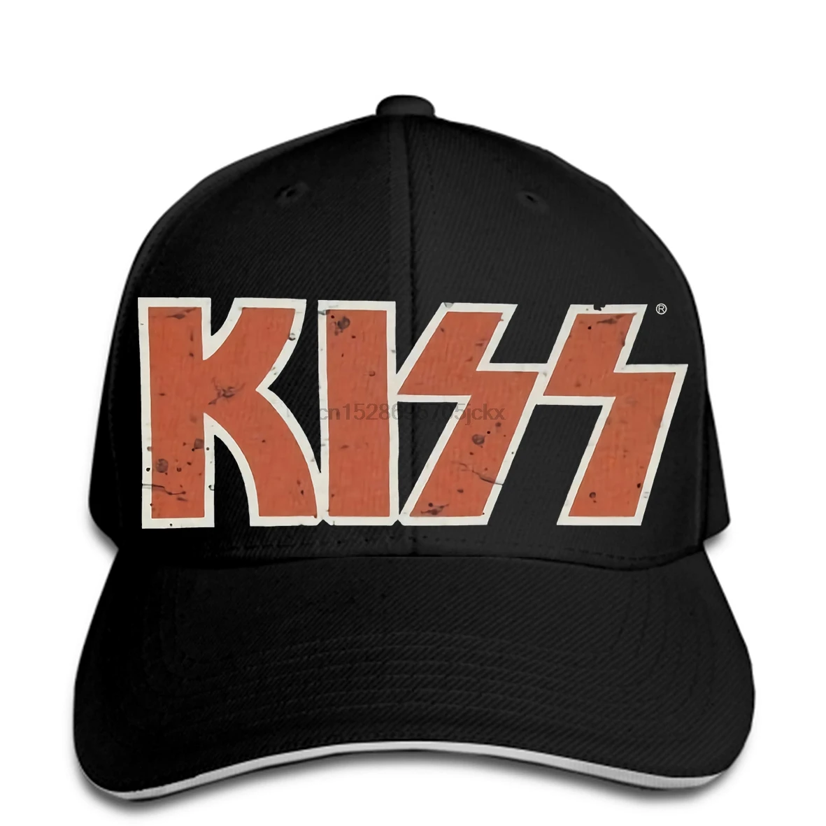 Поцелуй логотип Бейсбол кепки Черная кепка с козырьком, остроконечные
