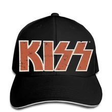 Поцелуй логотип Бейсбол кепки Черная кепка с козырьком, остроконечные