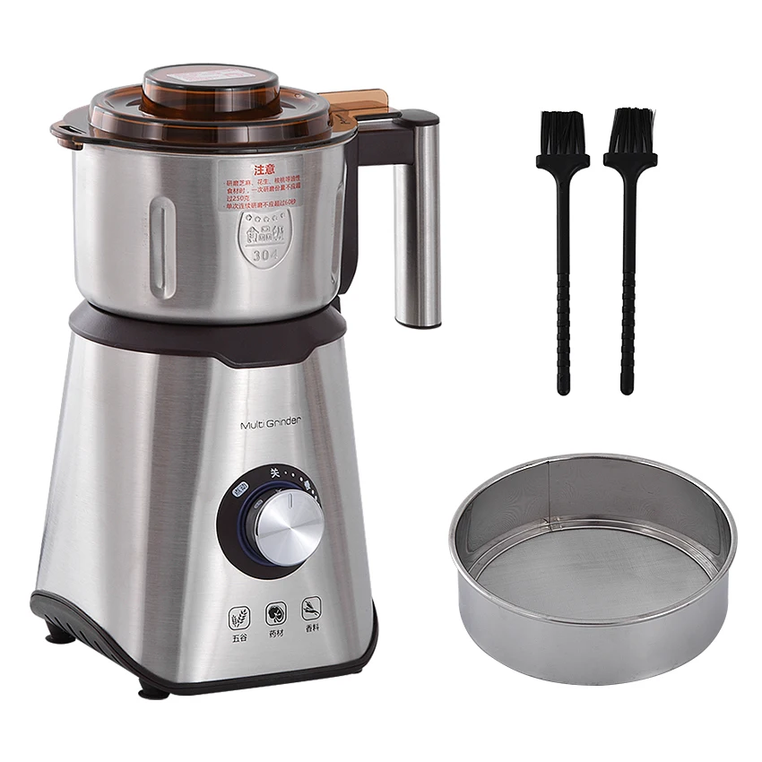  CG-9160 Household Electric Flour Mill Small Stainless Steel Grinding Machine 3 Gear Adjustment Pulv