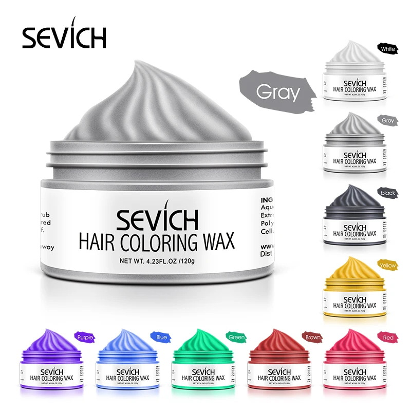 Sevich Temporary Hair Color Wax Men Diy Mud One-time Molding Paste Dye Cream Hair Gel for Coloring Styling 120g Silver Grey temporary hair color wax
