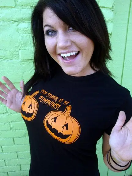 Футболка женская с надписью перестаньте смотреть My Pumpkins на Хэллоуин 100% хлопок |