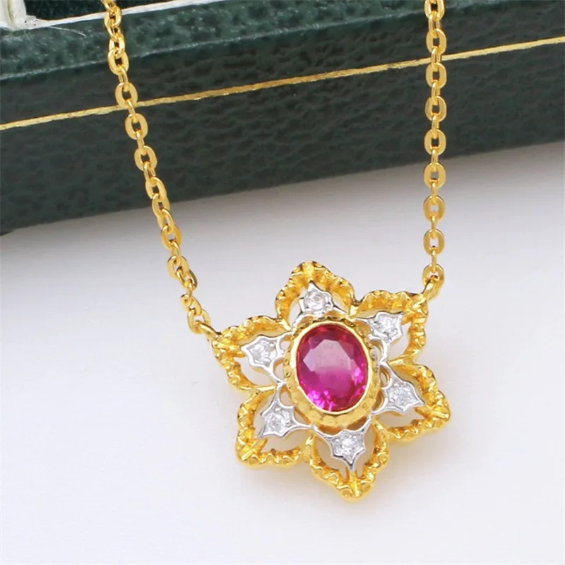 

CMajor 925Sterling Silver Two-tone Flower Shape Hollow Out Necklace Sterling Silver Fine Jewelry Valentine's Day Gift for Women