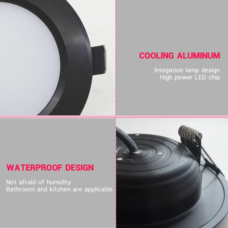 LED Downlight Waterproof IP65 3W 5W 7W 9W 12W 15W Warm Natural Cold White Spot Lamp AC 220V 230V 240V Indoor Lighting led downlight,recessed ceiling spotlight,ceiling lamps
