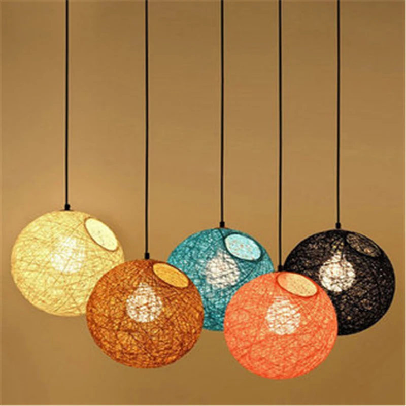 

Bird's Nest Type Hemp Ball Art Chandelier Dining Room Lamp Bar Lamp Spherical Table Lamp Rattan Woven Lamp Free Shipping Modern