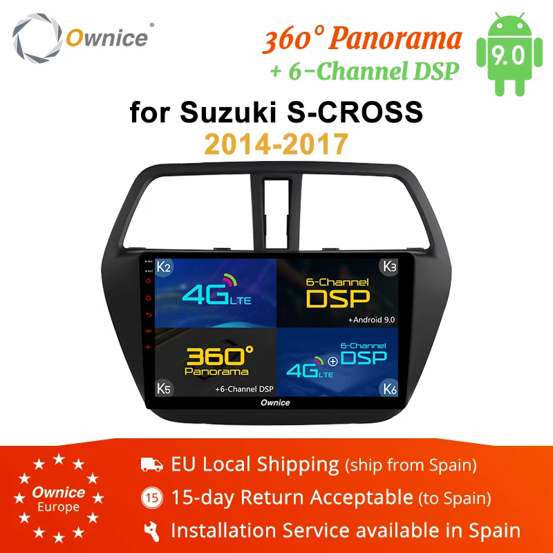Автомагнитола Ownice Android 9 0 360 градусов DSP для Suzuki S CROSS 2014 2017 GPS навигация плеер 4G LTE