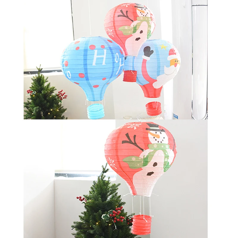 New Santa Claus Elk Hot Air Balloon 12 inch Paper Lantern Lampshade For Kids Birthday Party Wedding Christmas Decor