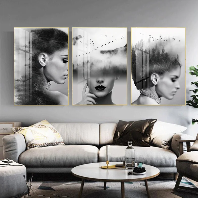 Modern Nordic Abstract Poster Forest Woman Fashion Style posters and prints paintings for living room wall no frame | Дом и сад