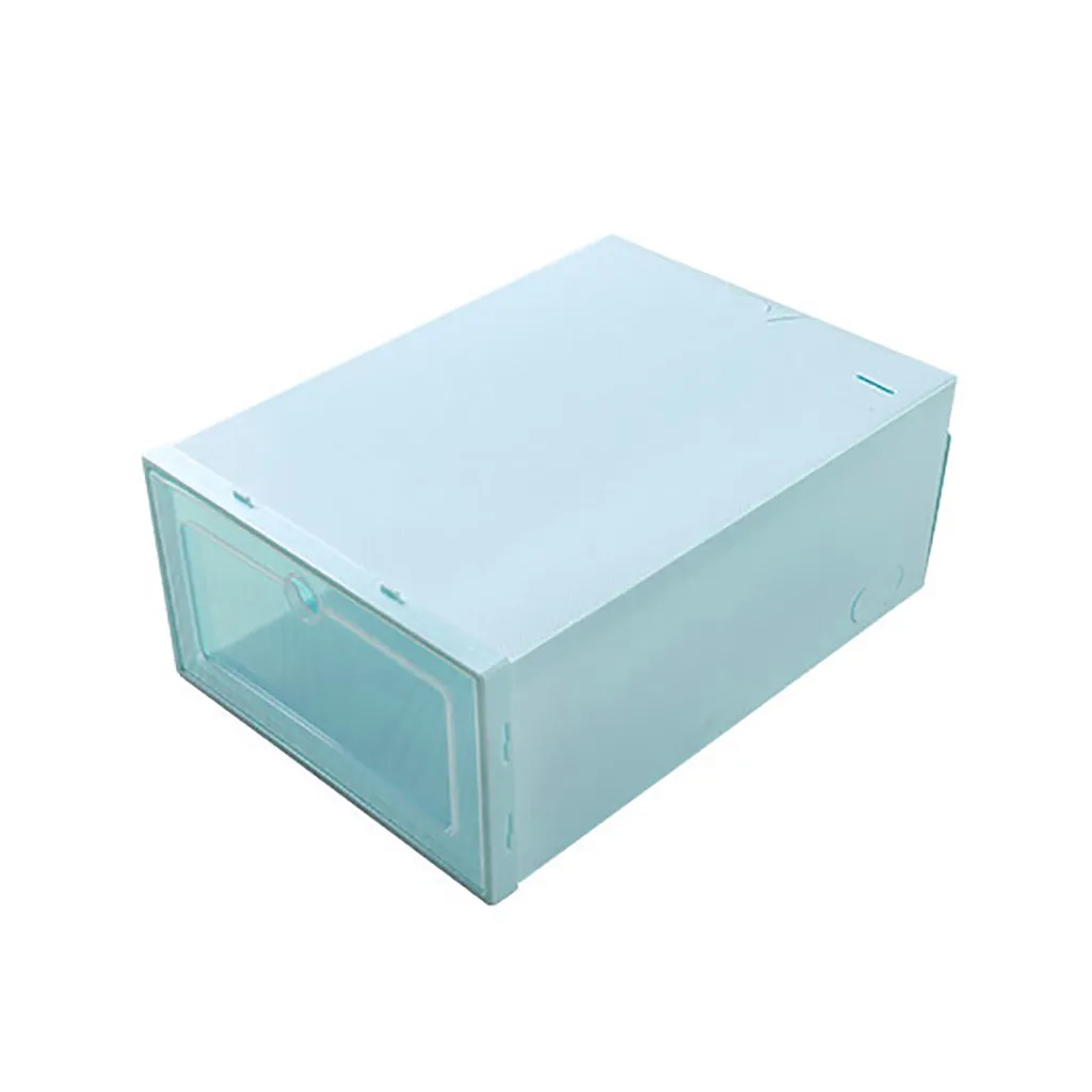 3PCS/Set Thickened flip shoes transparent Drawer Case Plastic Shoe Boxes Stackable Box storage box shoe storage organizer - Color: Blue Color