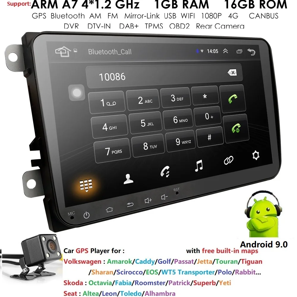 

Android 9.0 Car Audio 2 Din Car NO DVD Player For V W GOLF 6 Polo Bora J'ETTA B6 PASSAT Tiguan SKODA OCTAVIA GPS Radio OBD DAB