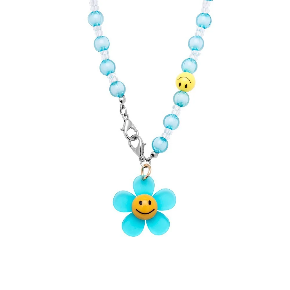 Kpop Jhope Same Blue Smile Flower Pendant Necklace Bangtan Boys Jewelry Map Of The Soul On Fashion Beads Necklace Cute Design Pendant Necklaces Aliexpress