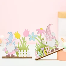 

LuanQI Beautiful Easter Spring Decoration For Home Wooden Rabbit Egg Easter Ornament DIY Happy Easter Party Decor Kids Gifts