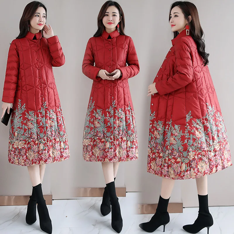 

Factory 2018 Winter Hszm881 Ethnic-Style Women's Elegant Flower Large Size Hooded Cotton-padded Clothes Entity